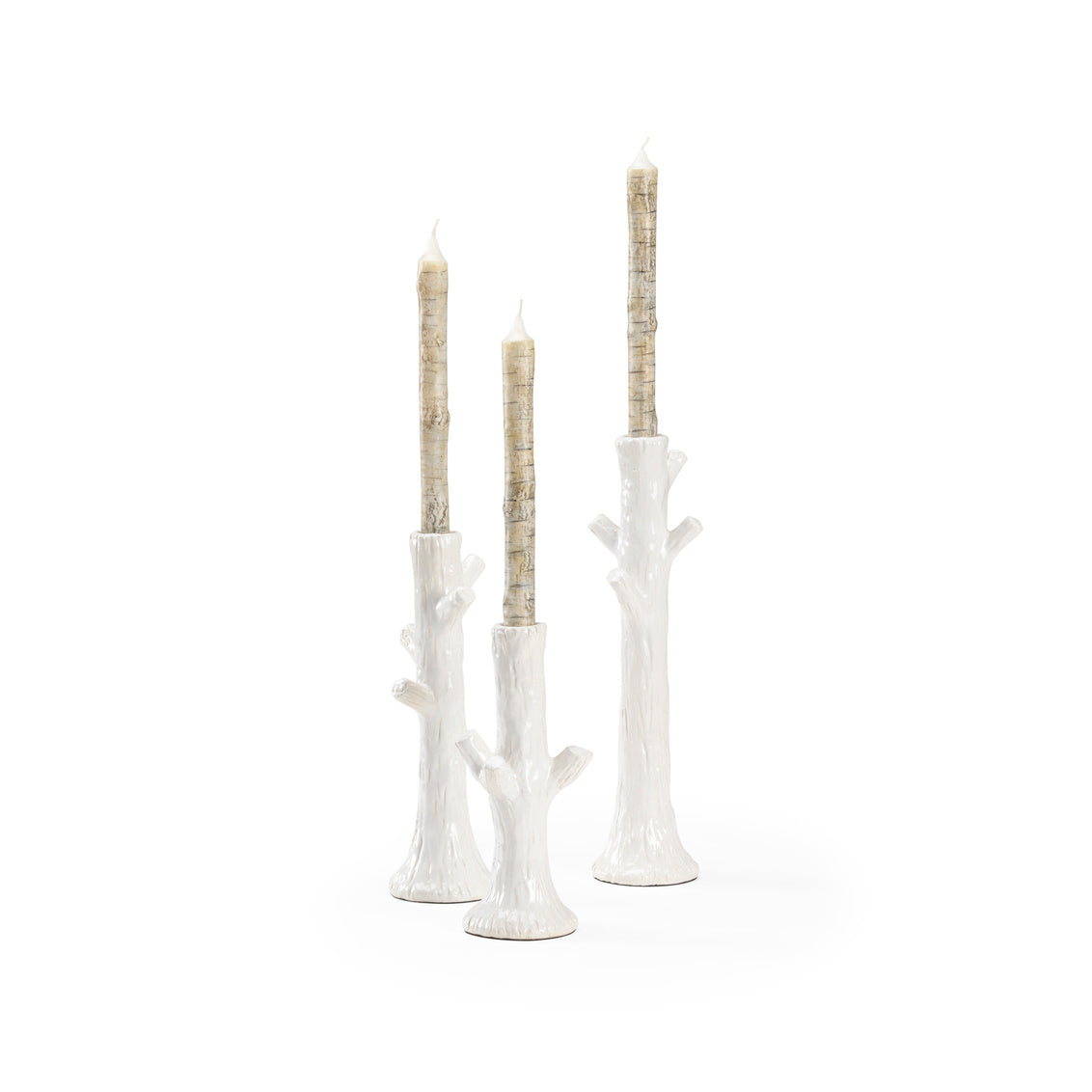 Faux Bois Candlesticks - White (S3)