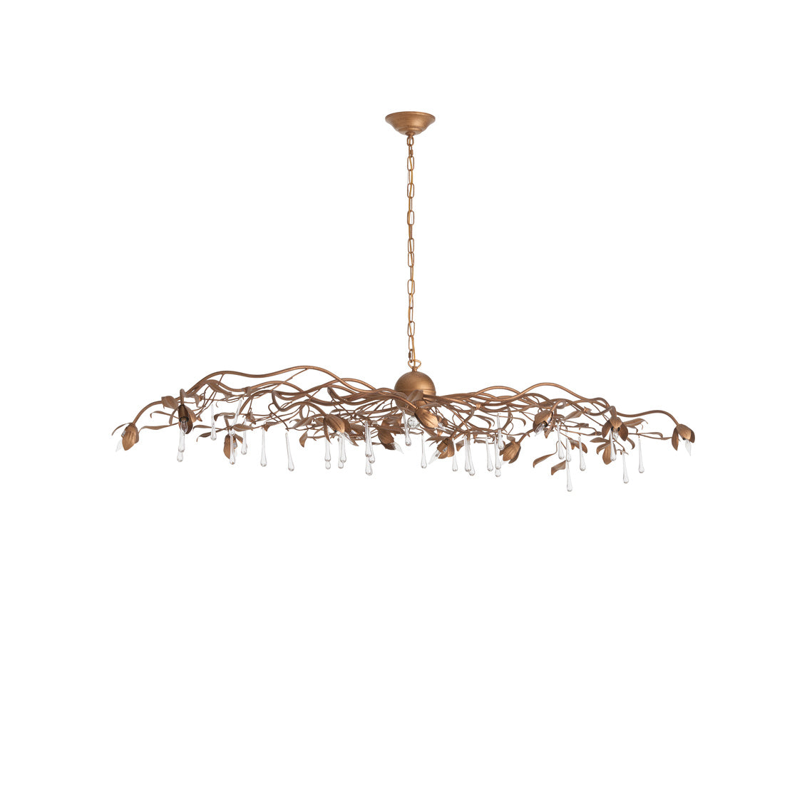 Bay Laurel Leaf Crystal Chandelier in 12 / Metal - Chelsea House