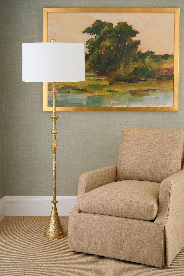Gia Floor Lamp - Textured Gilt in 65 / Resin - Chelsea House