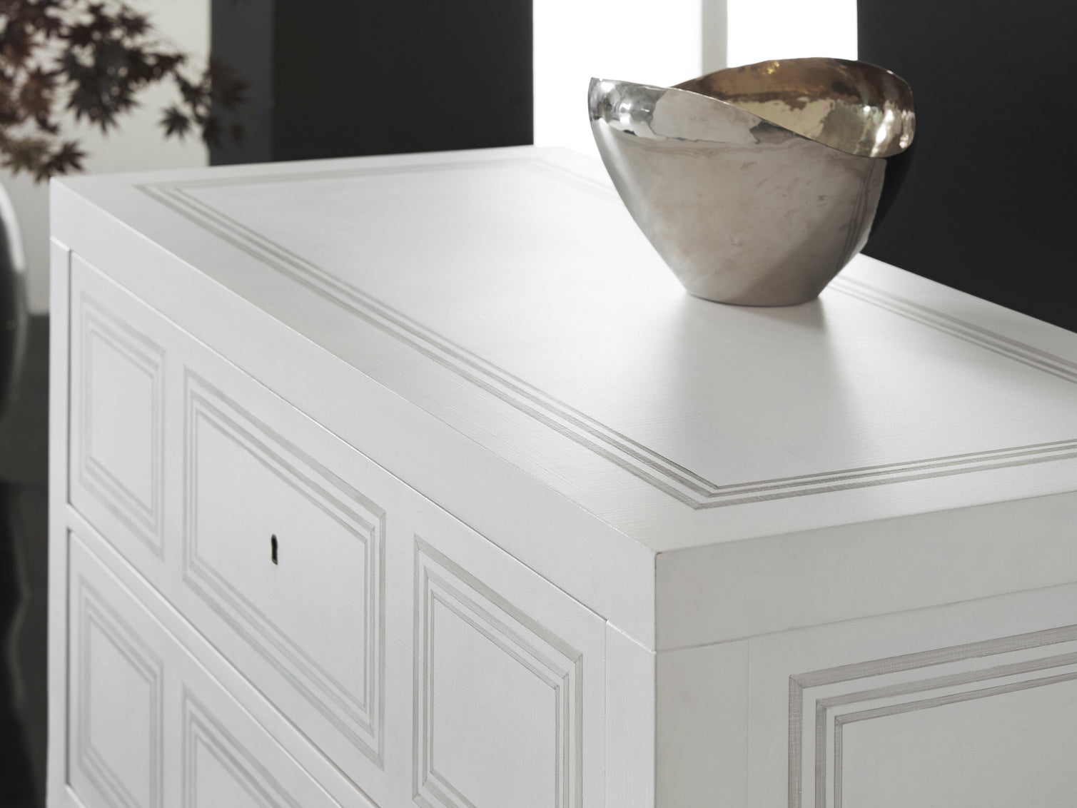 Milan Commode-White Linen With Grey Accent – Chests by Modern History | Sutter & Vale