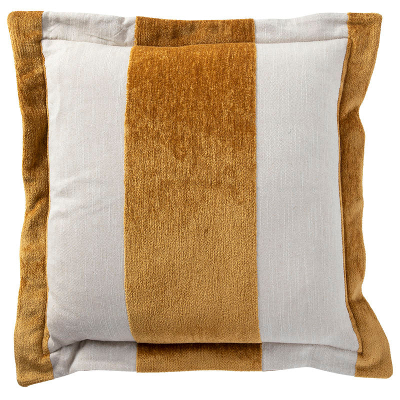 Wide Stripe Chenille Mustard Poly 24x24