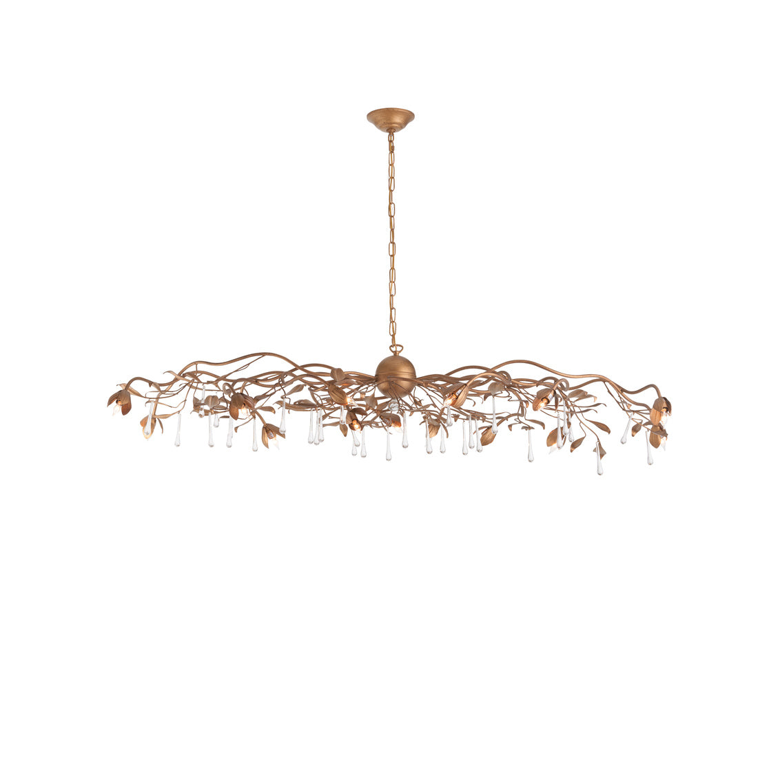 Bay Laurel Leaf Crystal Chandelier in 12 / Metal - Chelsea House