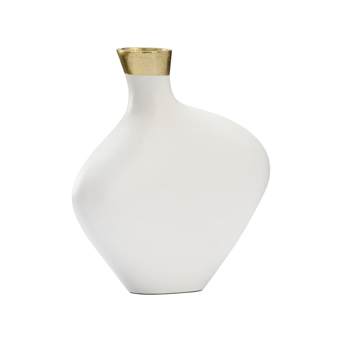 Asymmetric Vase - White (Sm) in 10.5 / Aluminum - Chelsea House
