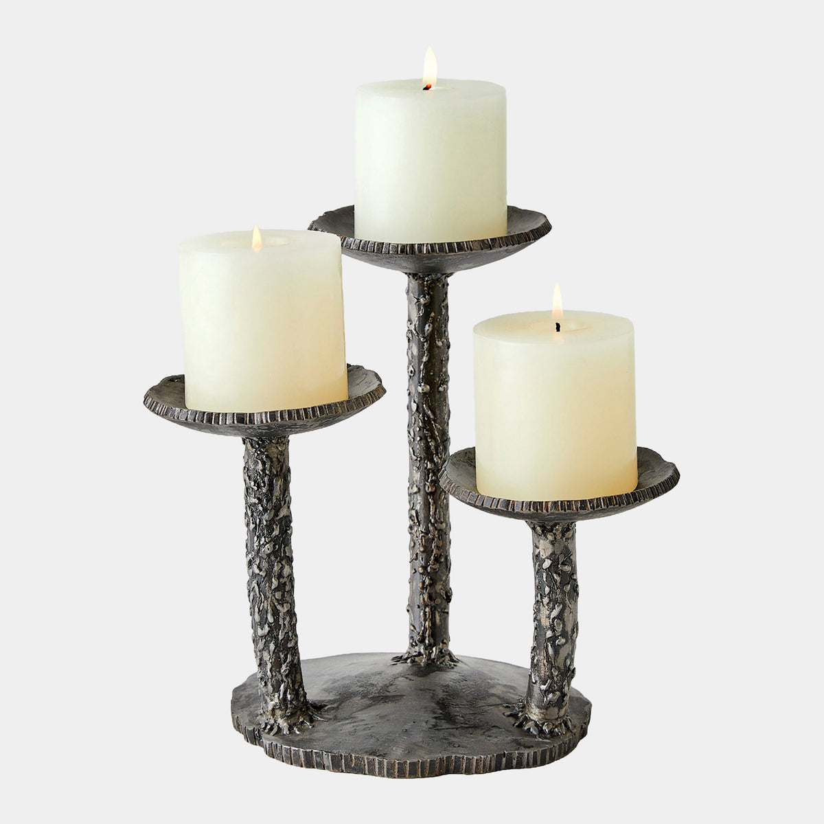 Forest Blossom Candle Holder-Natural Iron