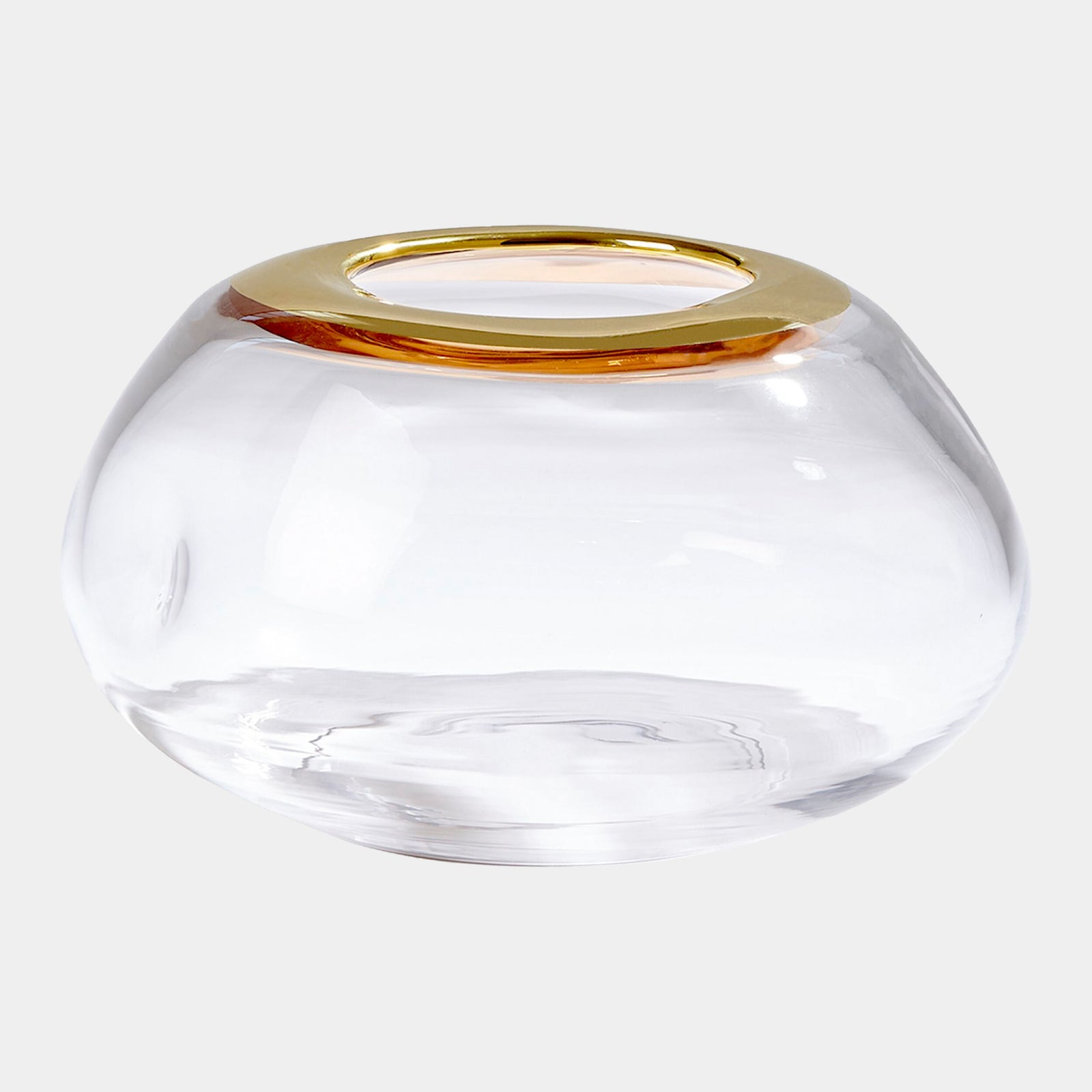 Harper Organic Formed Vase-Gold Rim-Lg