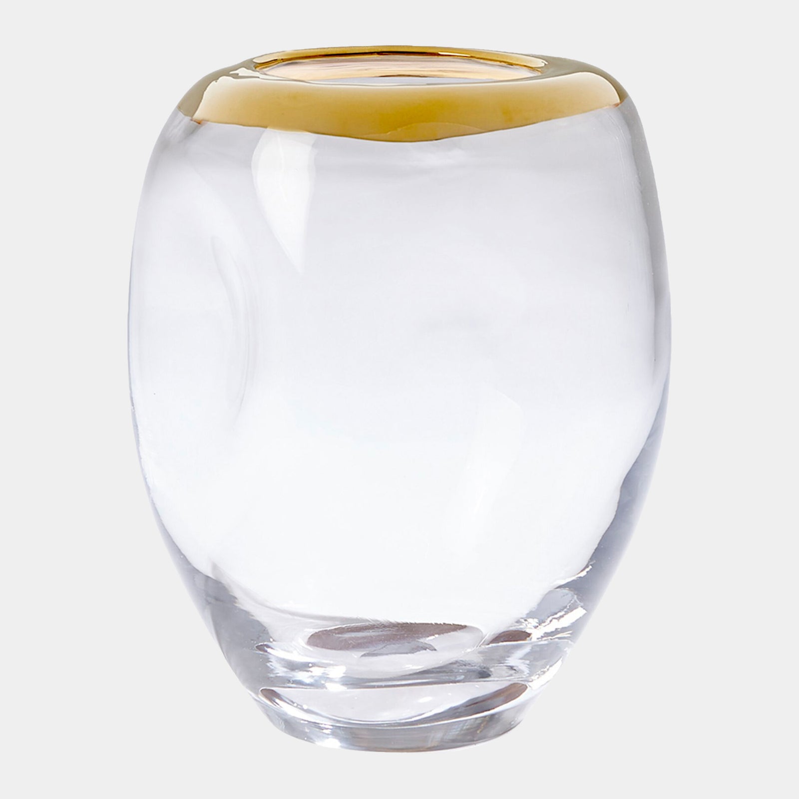 Harper Organic Formed Vase-Gold Rim-Med