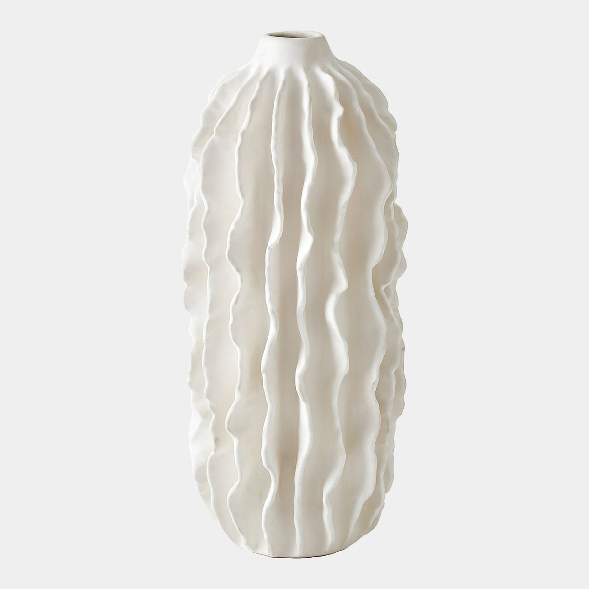 Sea Ribbons Vase-Matte White