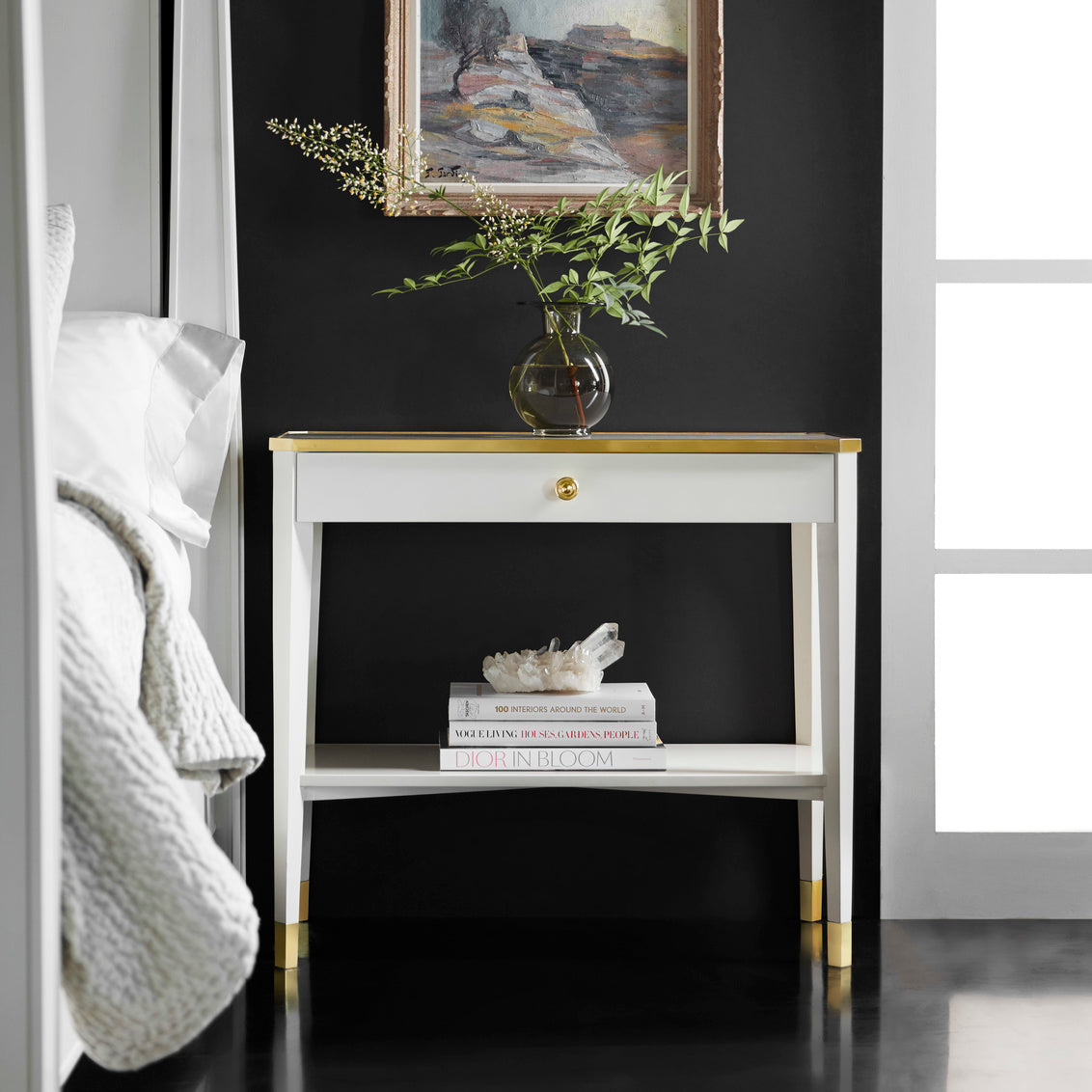Modern History Niles Bedside Table-White MH1150F01