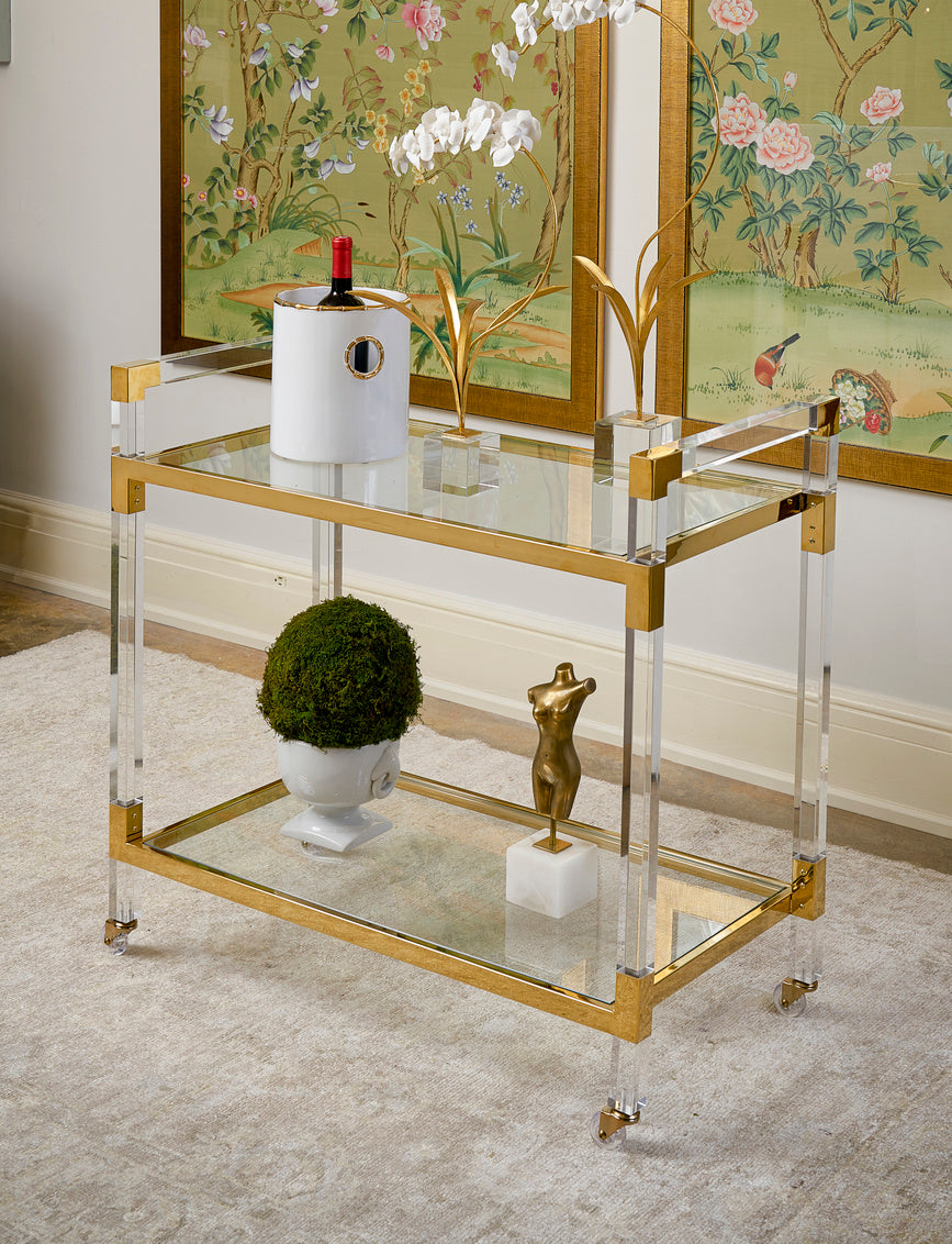 Acrylic Bar Cart - Brass in 34.5 / Acrylic - Chelsea House