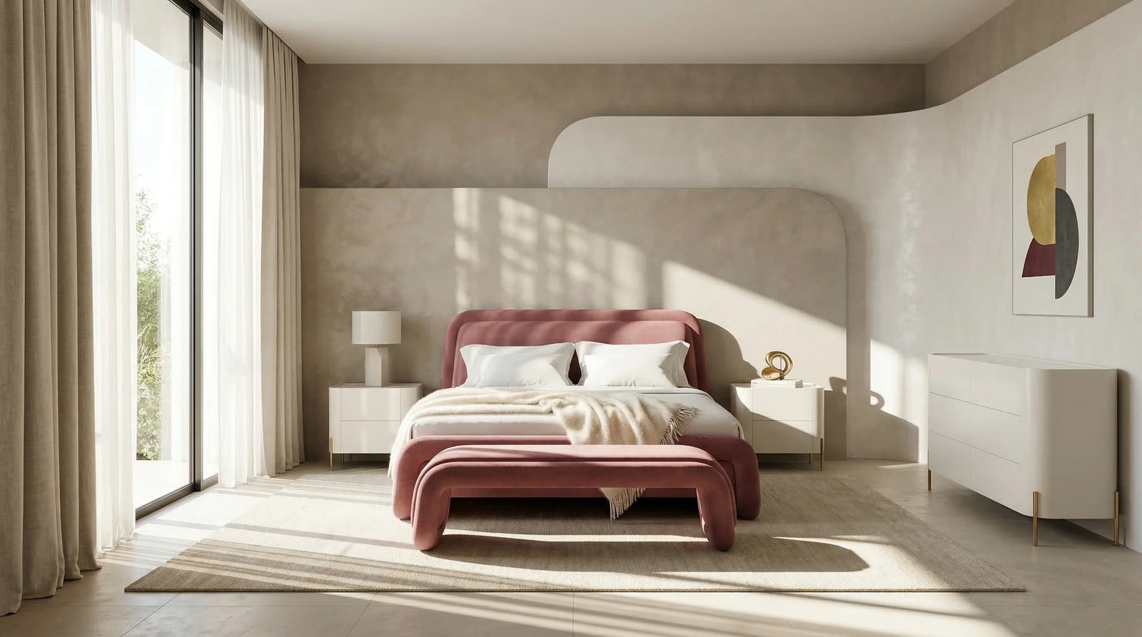 Bold King Bed - Dusty Rose