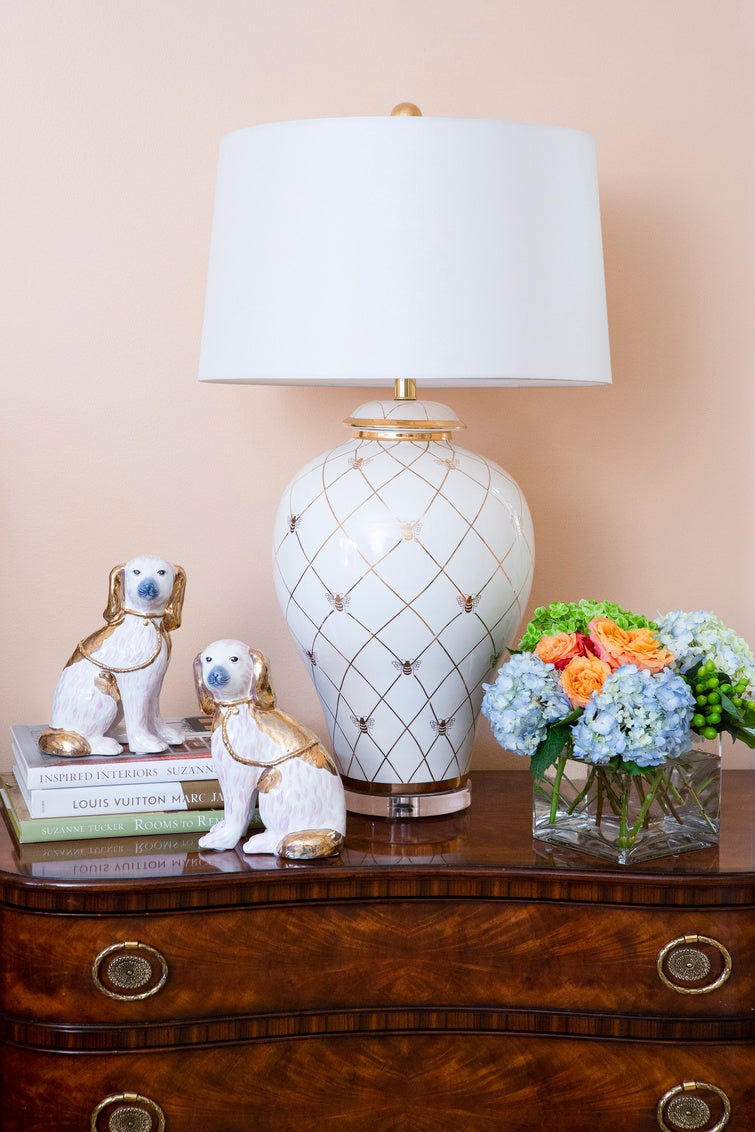 Ginger Jar Lamp - White in 33 / Ceramic/Porcelain - Chelsea House