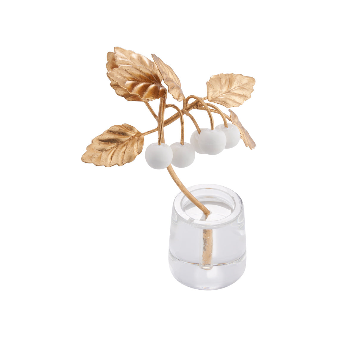 Small Cherry Blossom on Stand in Matte White/Gold Leaf / Porcelain - Chelsea House