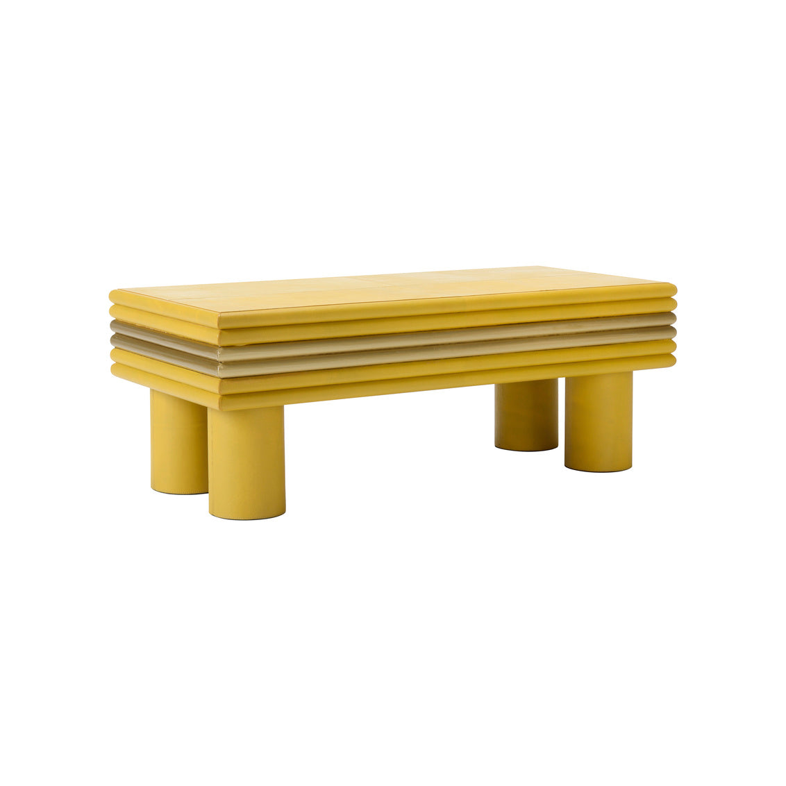 Coulter Leather Cocktail Table- Yellow