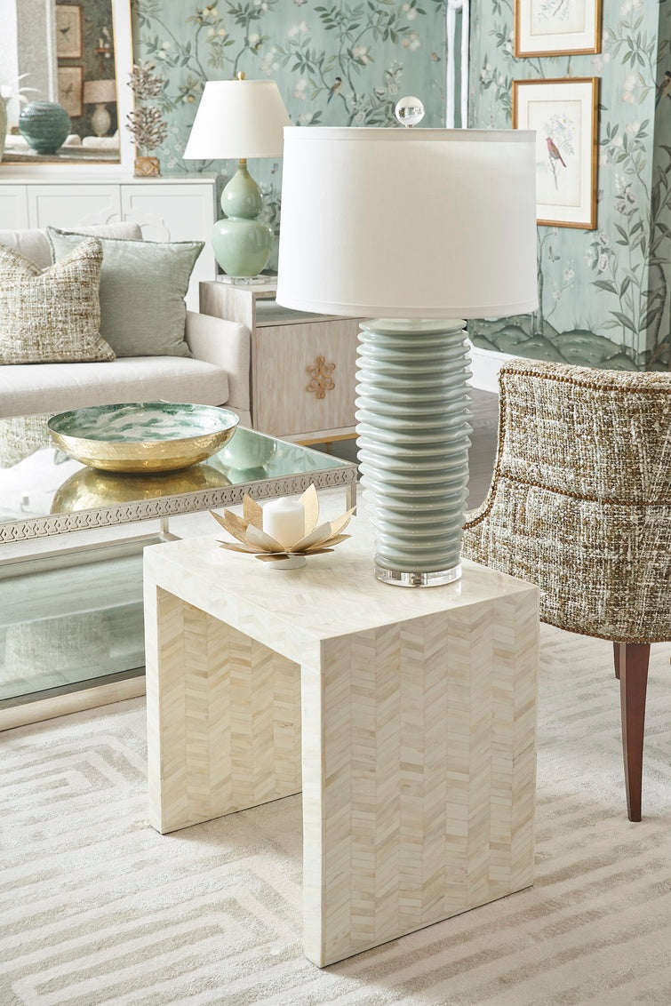 Fulton Vase Lamp - Green in 31.5 / Ceramic/Porcelain - Chelsea House