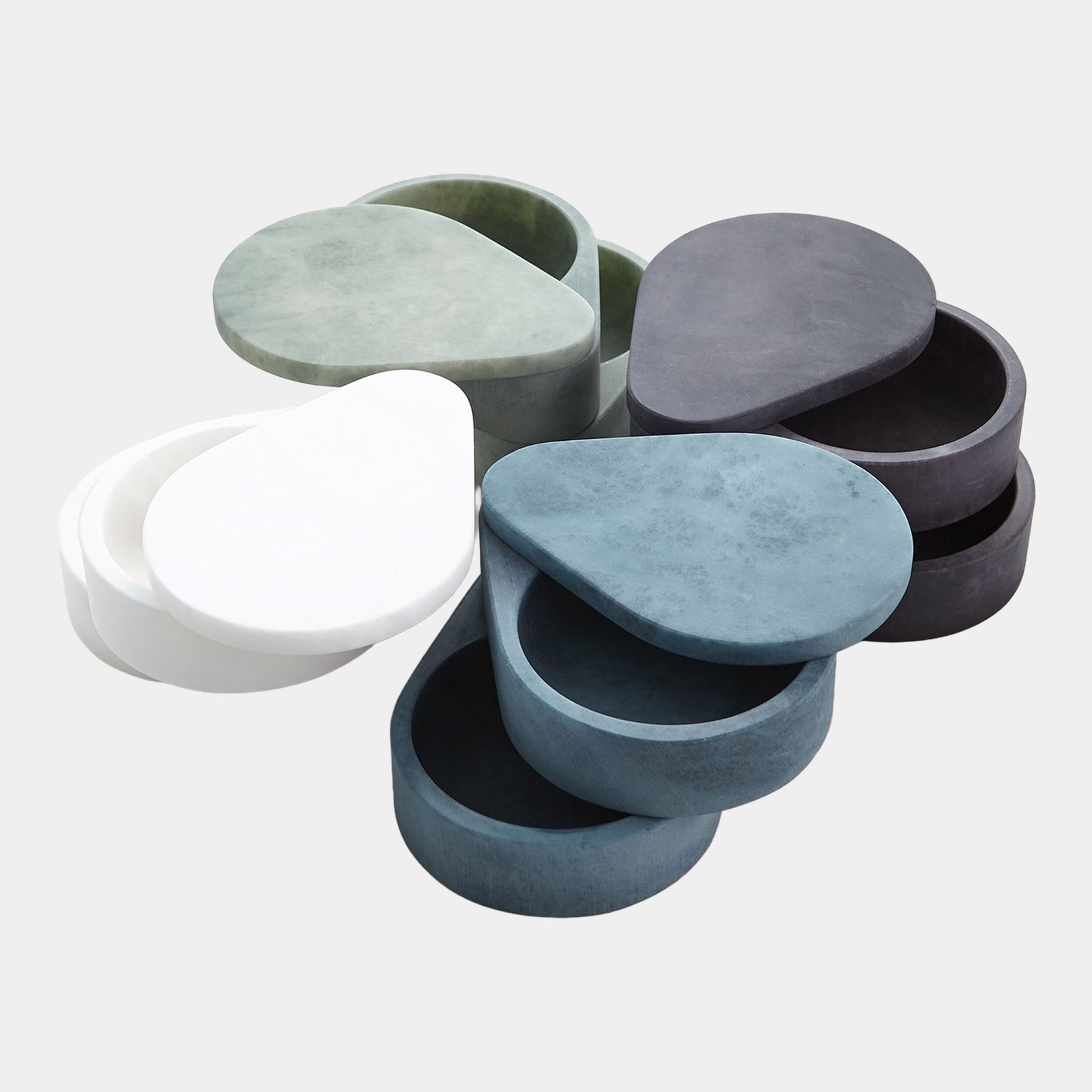 Alabaster Teardrop Double Box-Swivel-White