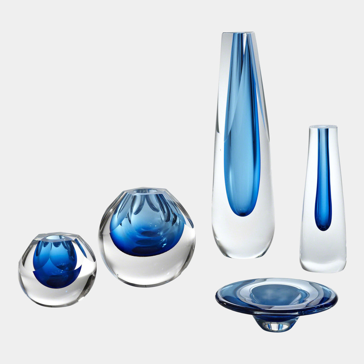 Pentagon Cut Glass Vase-Cobalt
