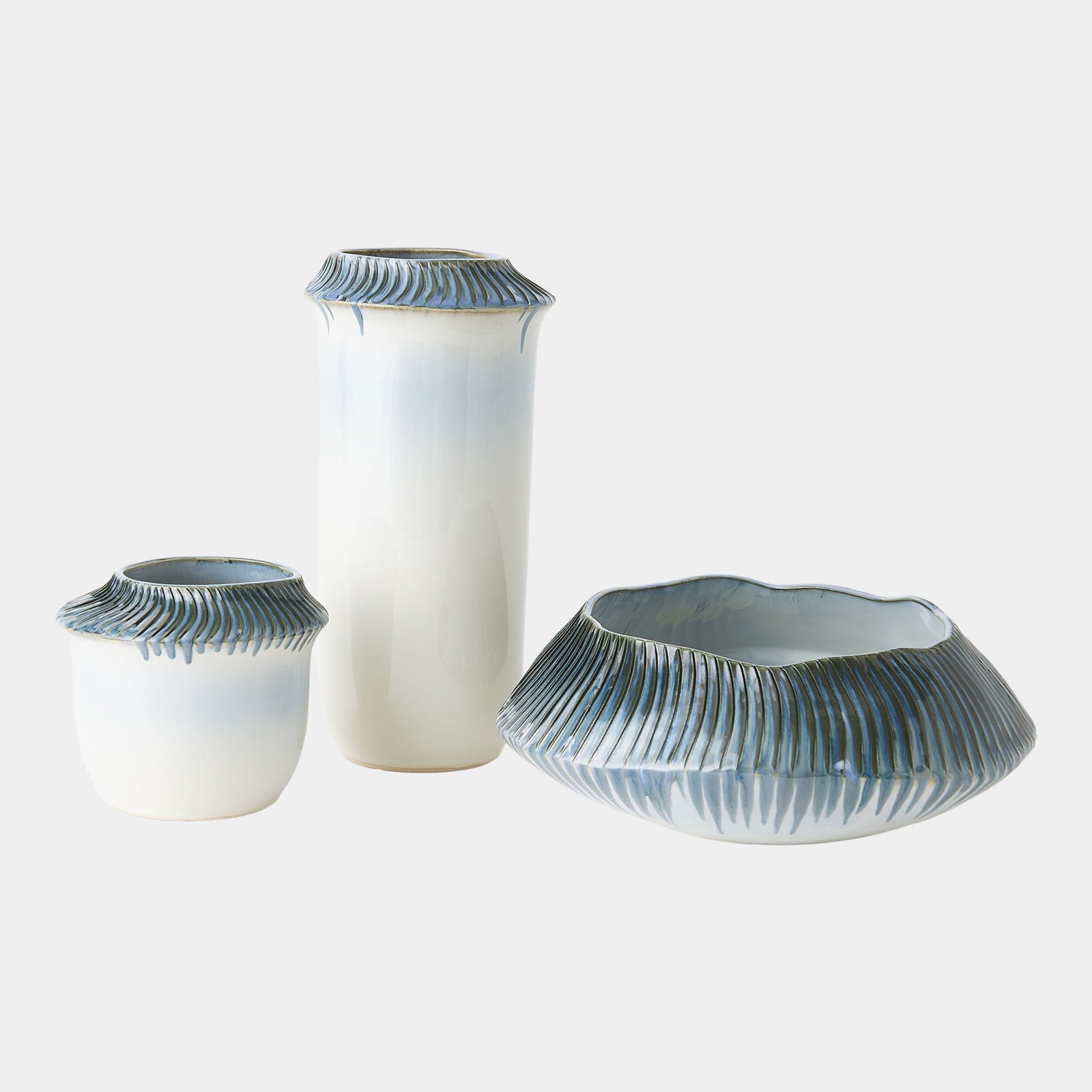 Aiden Etched Blue Rimed Planter