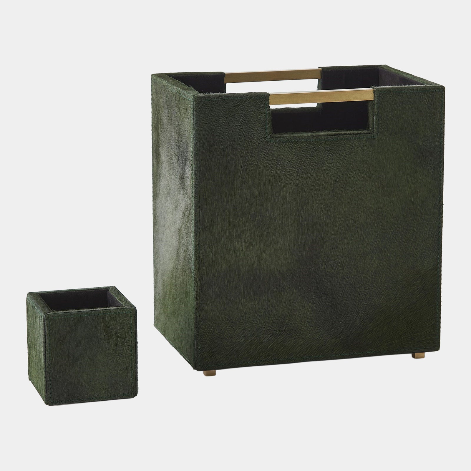 Posh Wastebasket-Hair-On-Hide Green