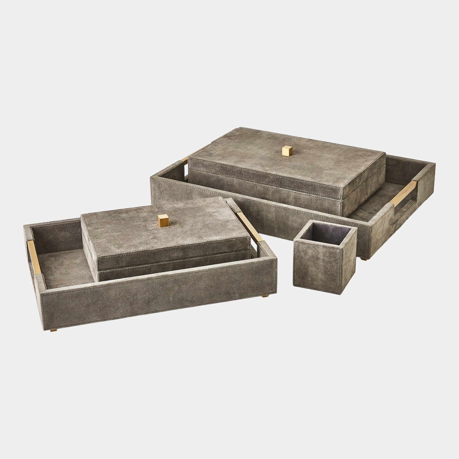 Posh Pencil Cup-Gray Suede