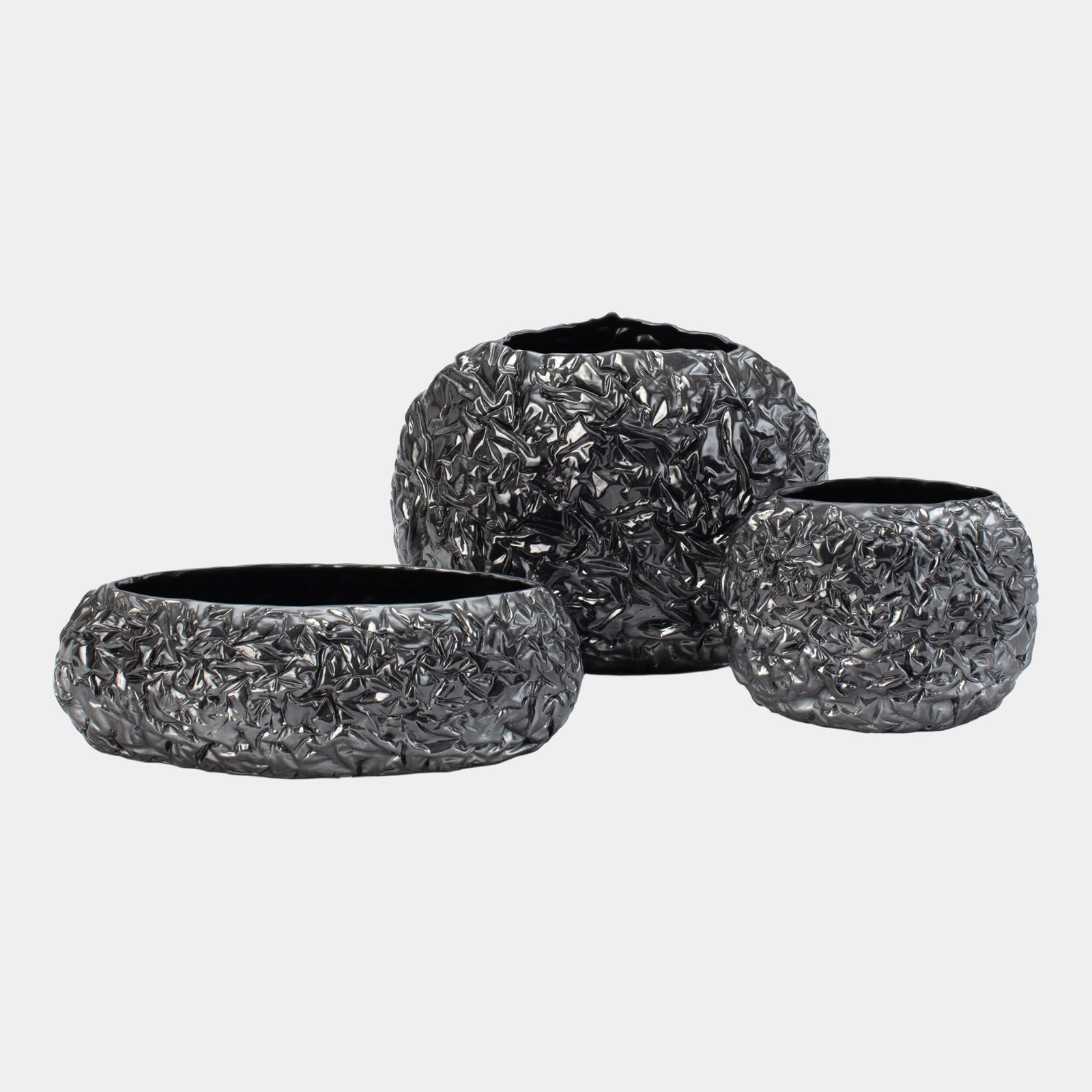 Sherrie Crinkled Paper Bowl-Silver