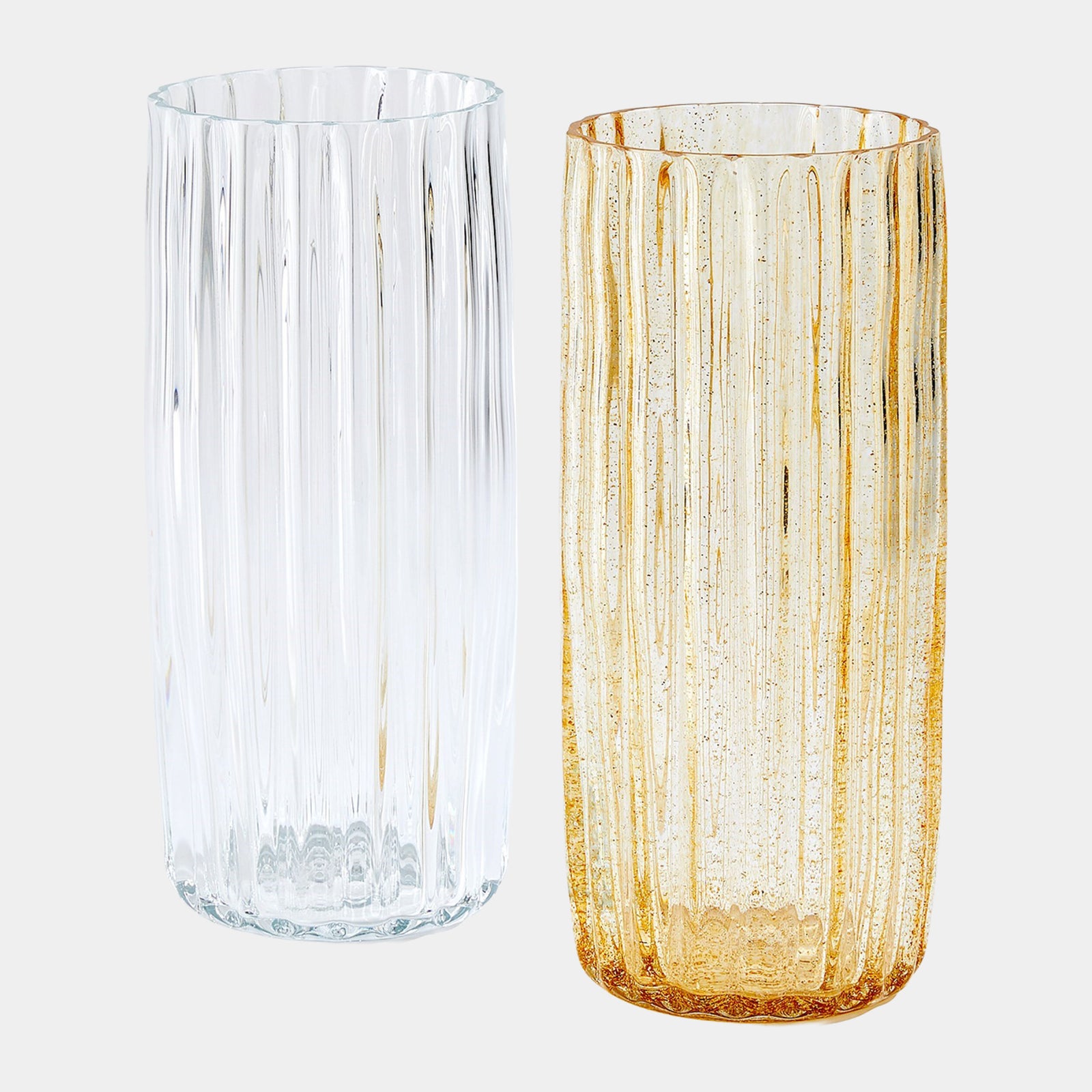 Pleated Glass Vase-Clear