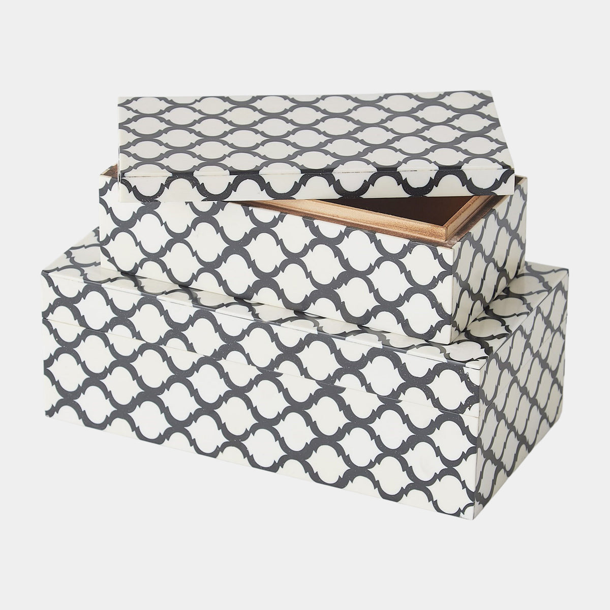 Moroccan Resin Box-Black/White-Sm