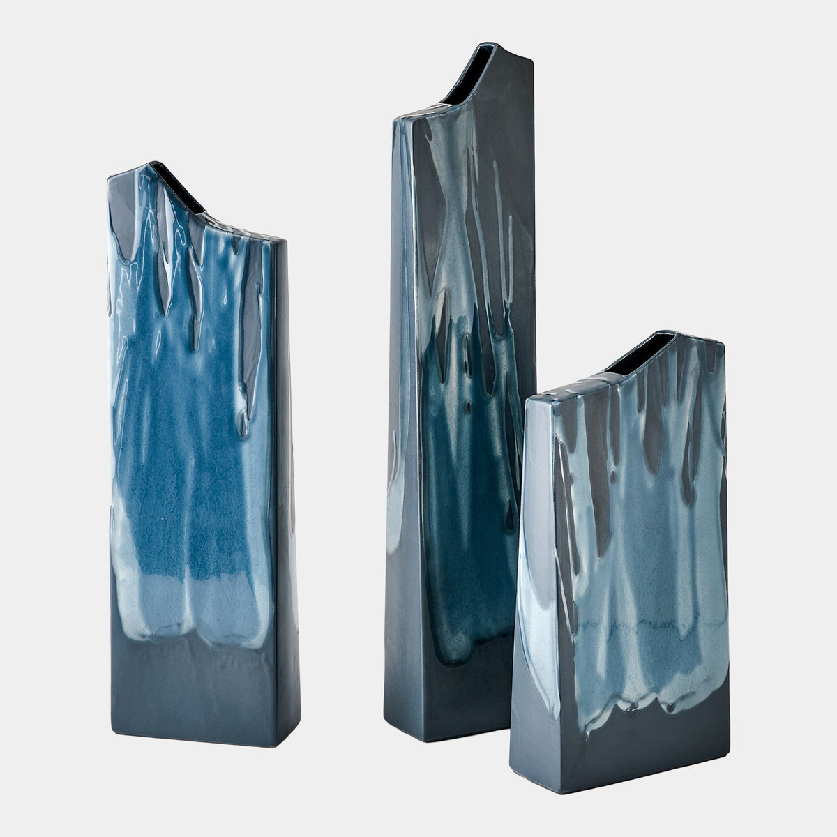 Caspian Column Splash Vase-Reactive Blue-Lg