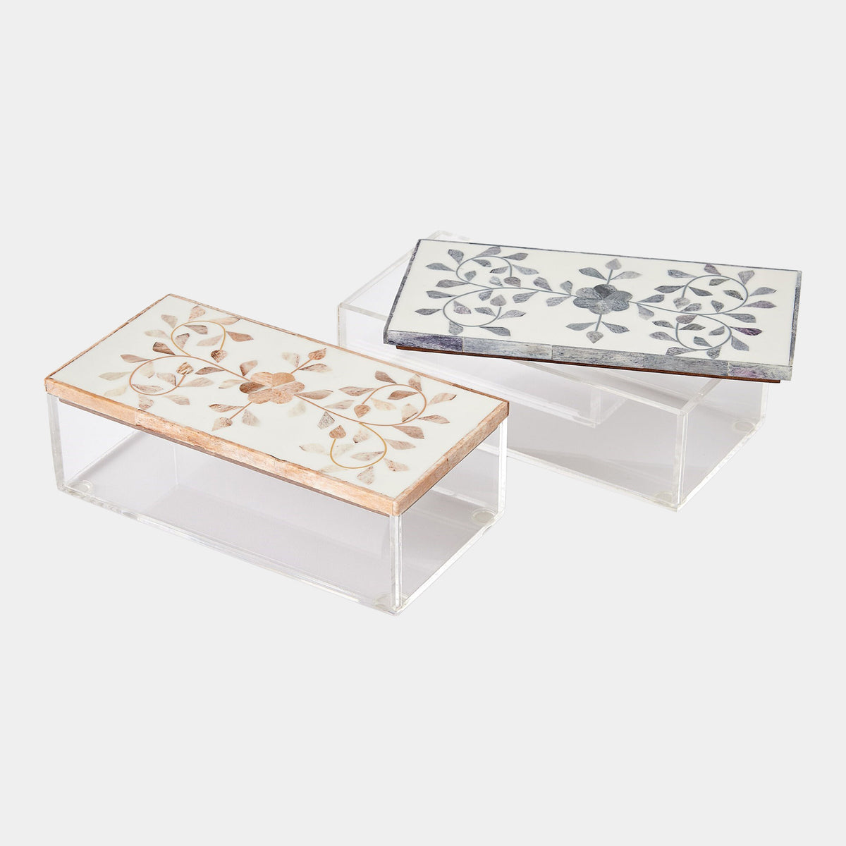 Lacey Inlay Box-Rectangle-Gray/Cream