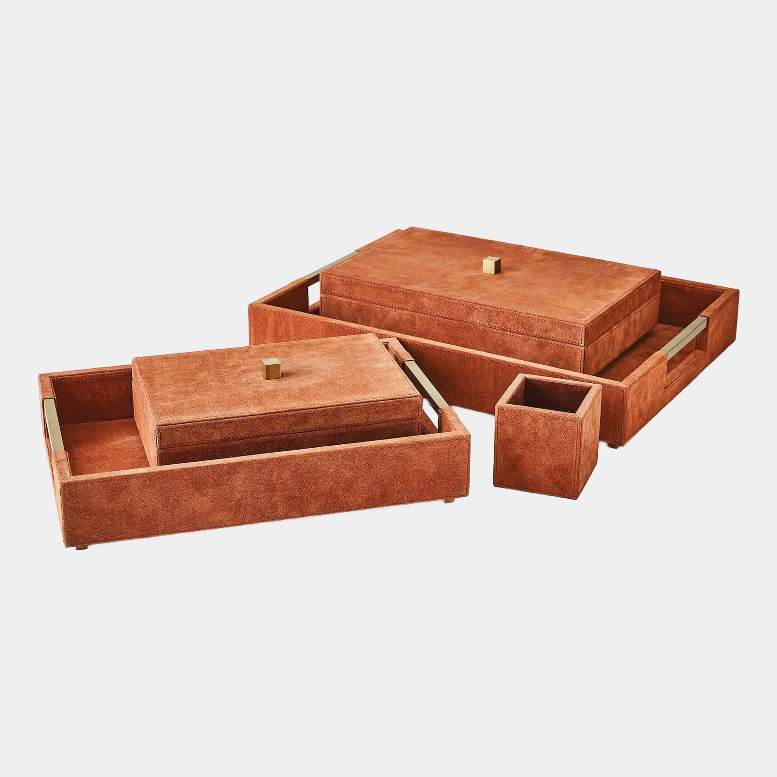 Posh Pencil Cup-Rust Suede