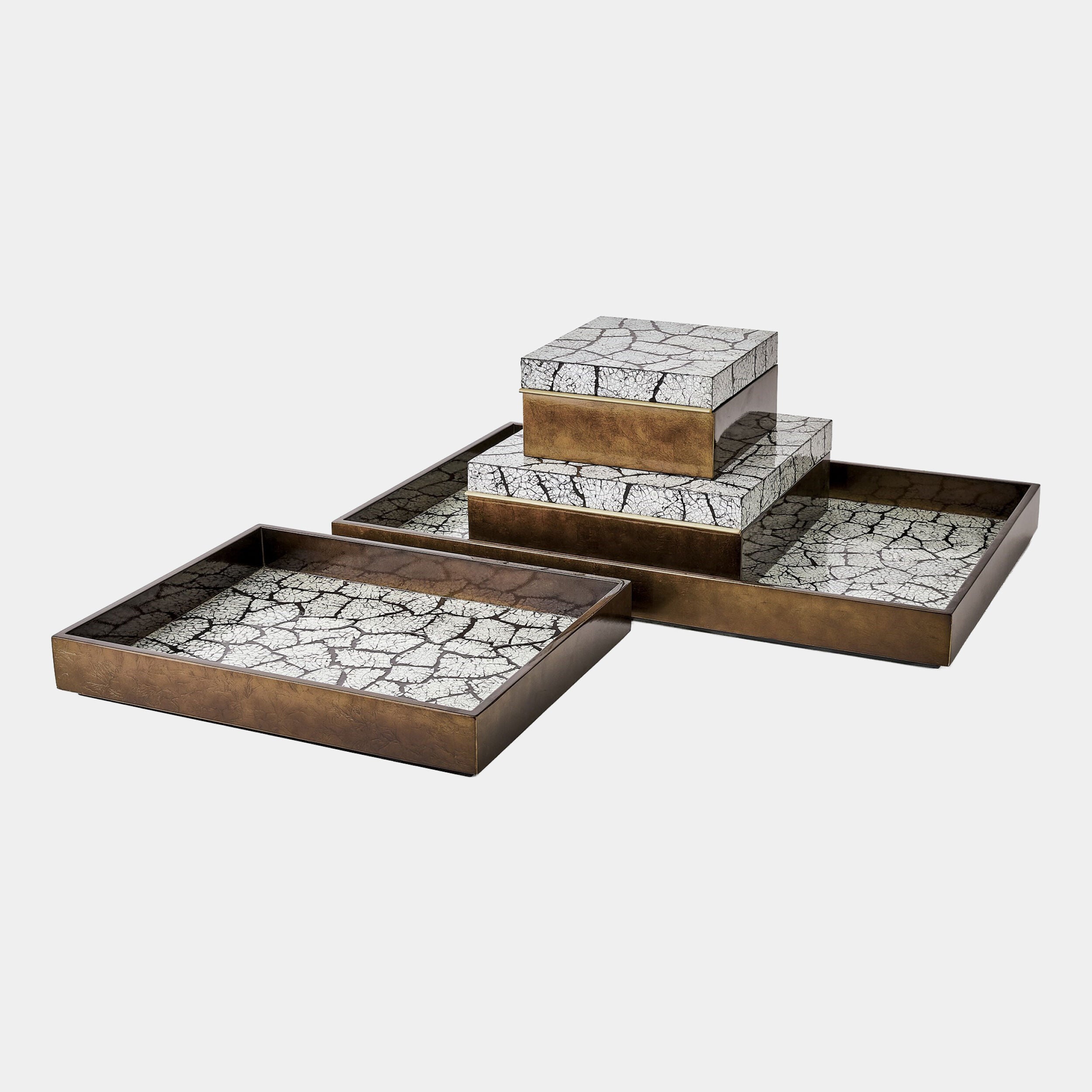 Sandler Eggshell Tray-Antique Gold Leaf-Lg
