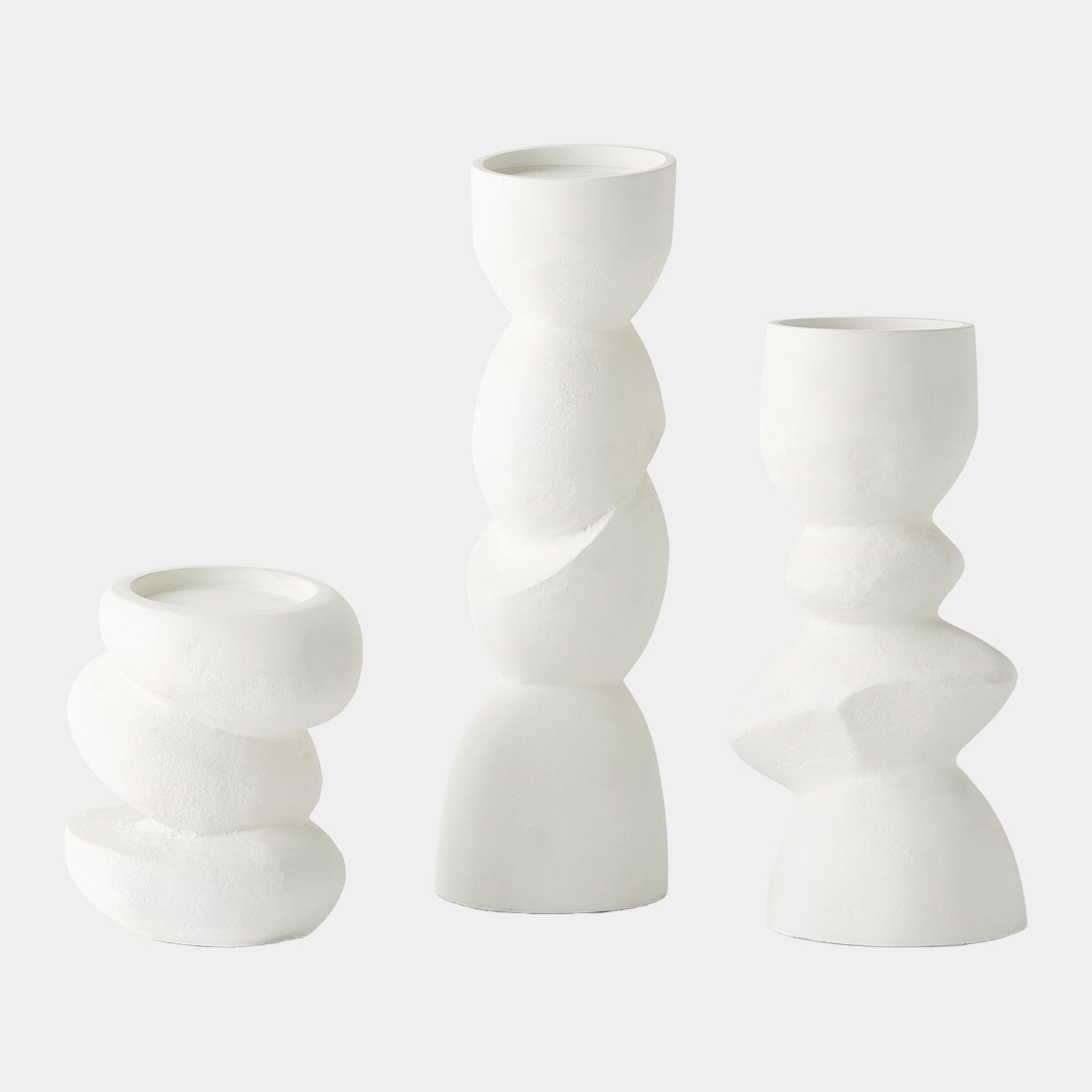Pradier Candle Holder-White-Med