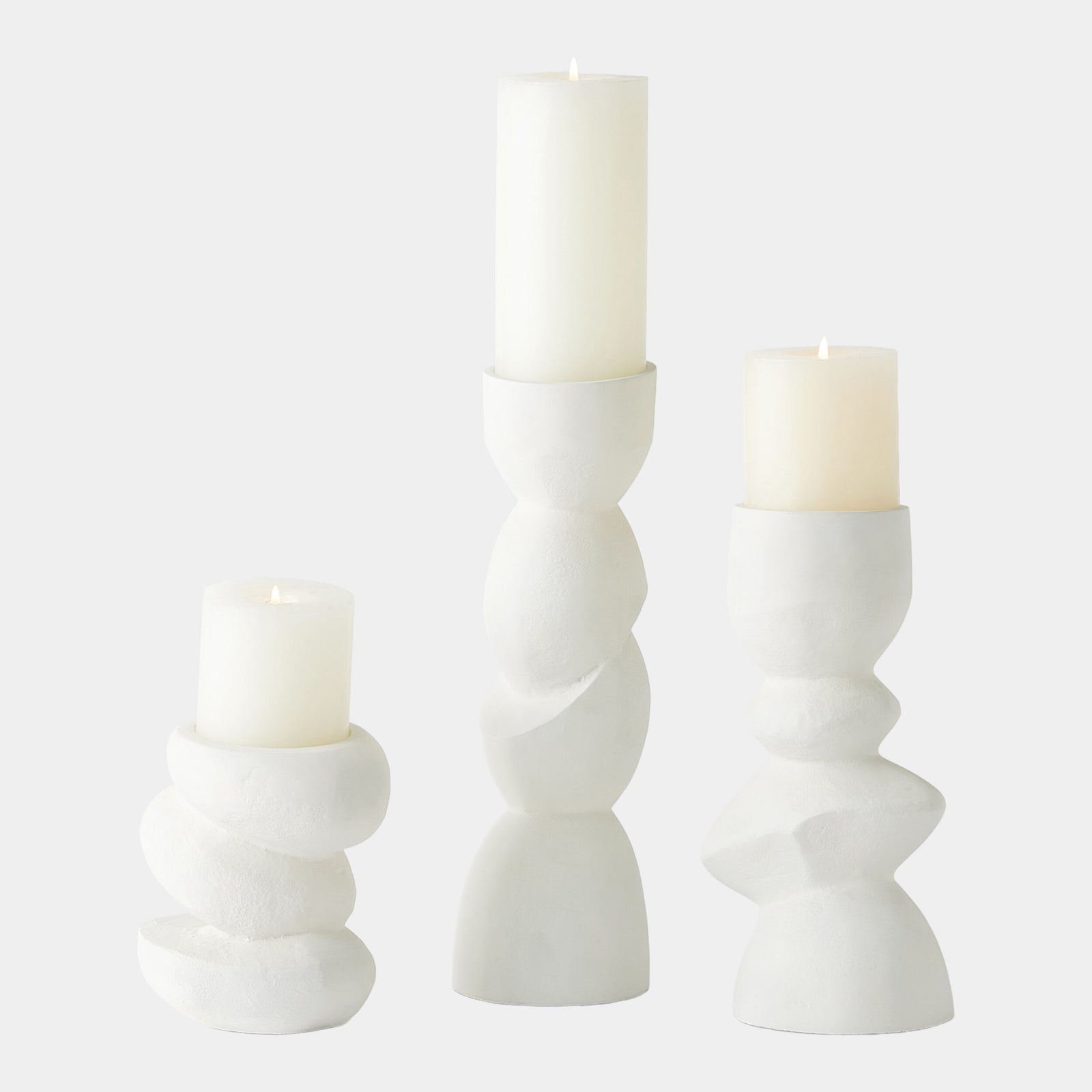 Pradier Candle Holder-White-Med