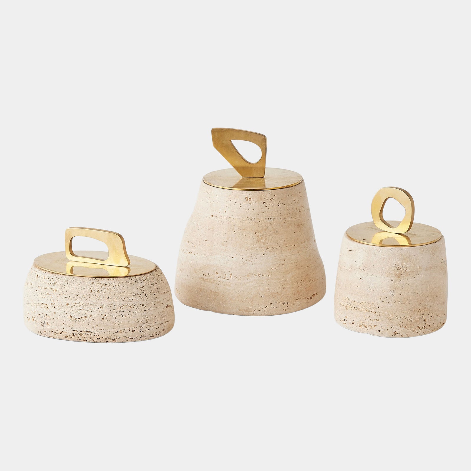 Bocal Lidded Pot-Travertine-Sm