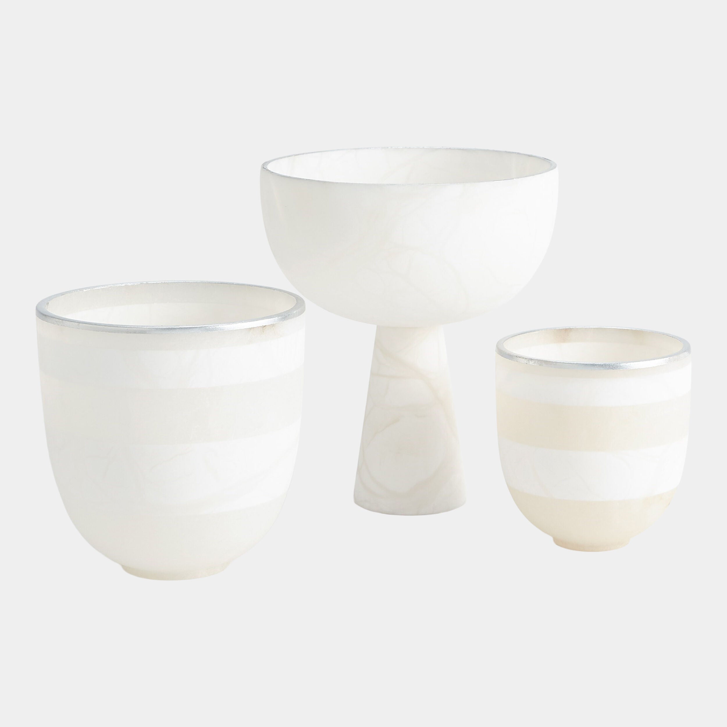 Caspari Footed Alabaster Bowl w/Silver