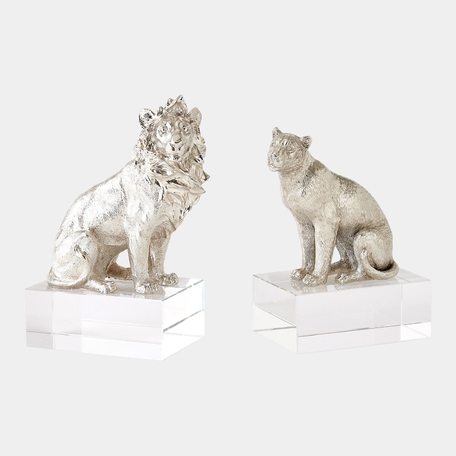 Lion Sculpture-Nickel/Crystal