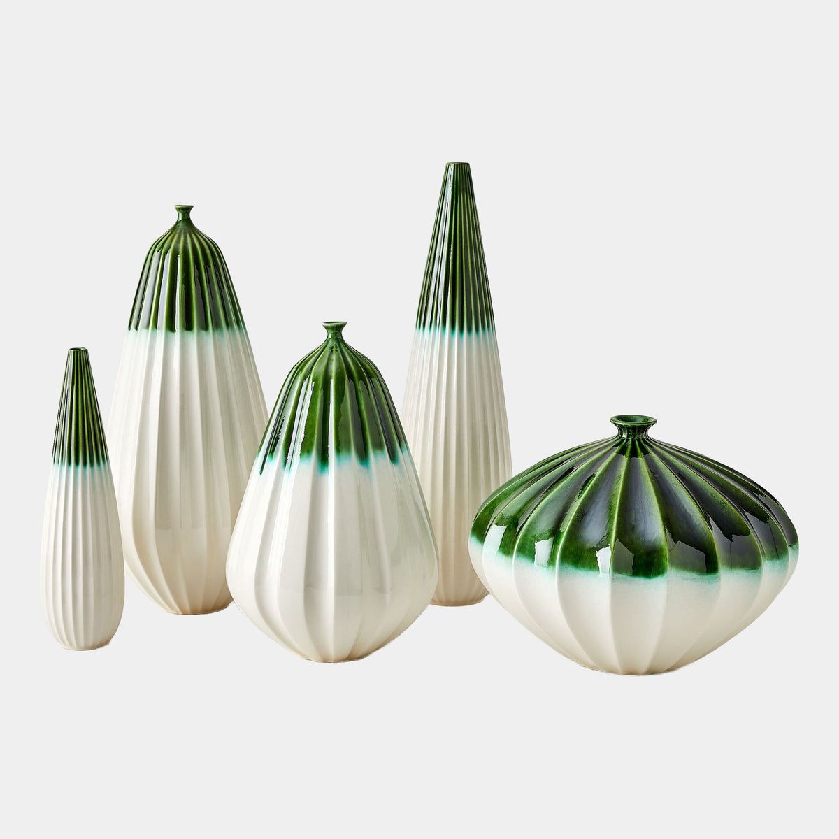 Furrow Vase-Emerald-Lg