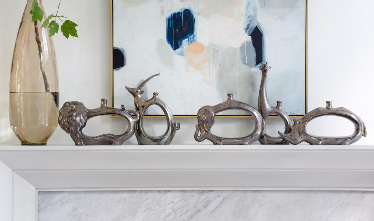 Rhino Vase-Metallic