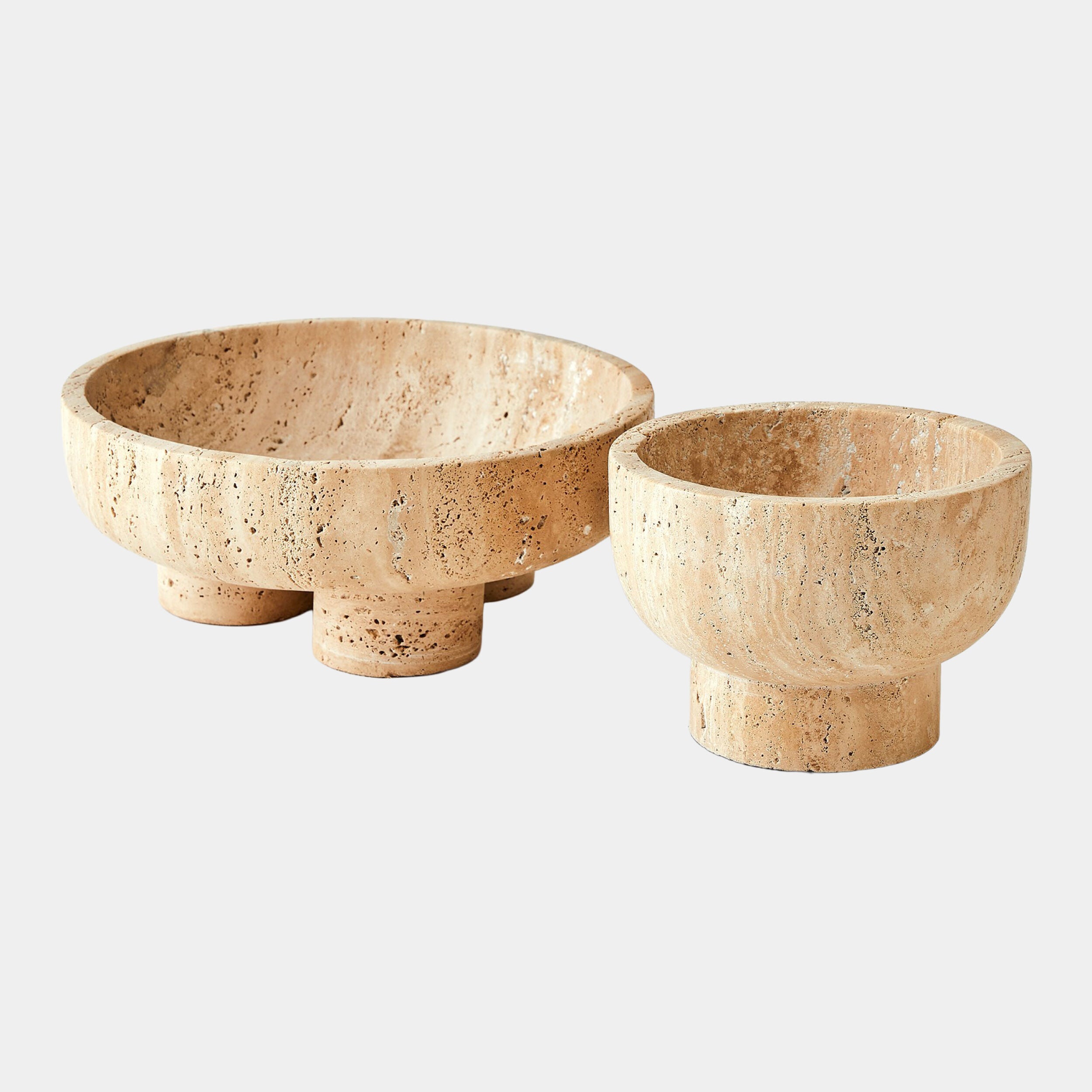 Priory Low Bowl-Travertine