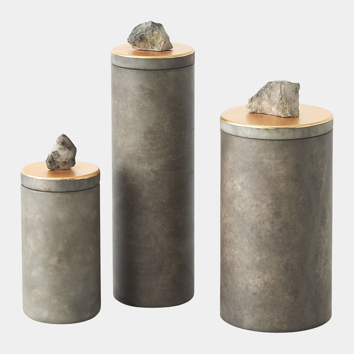Quarry Jar-Gray/Gold Leaf-Med