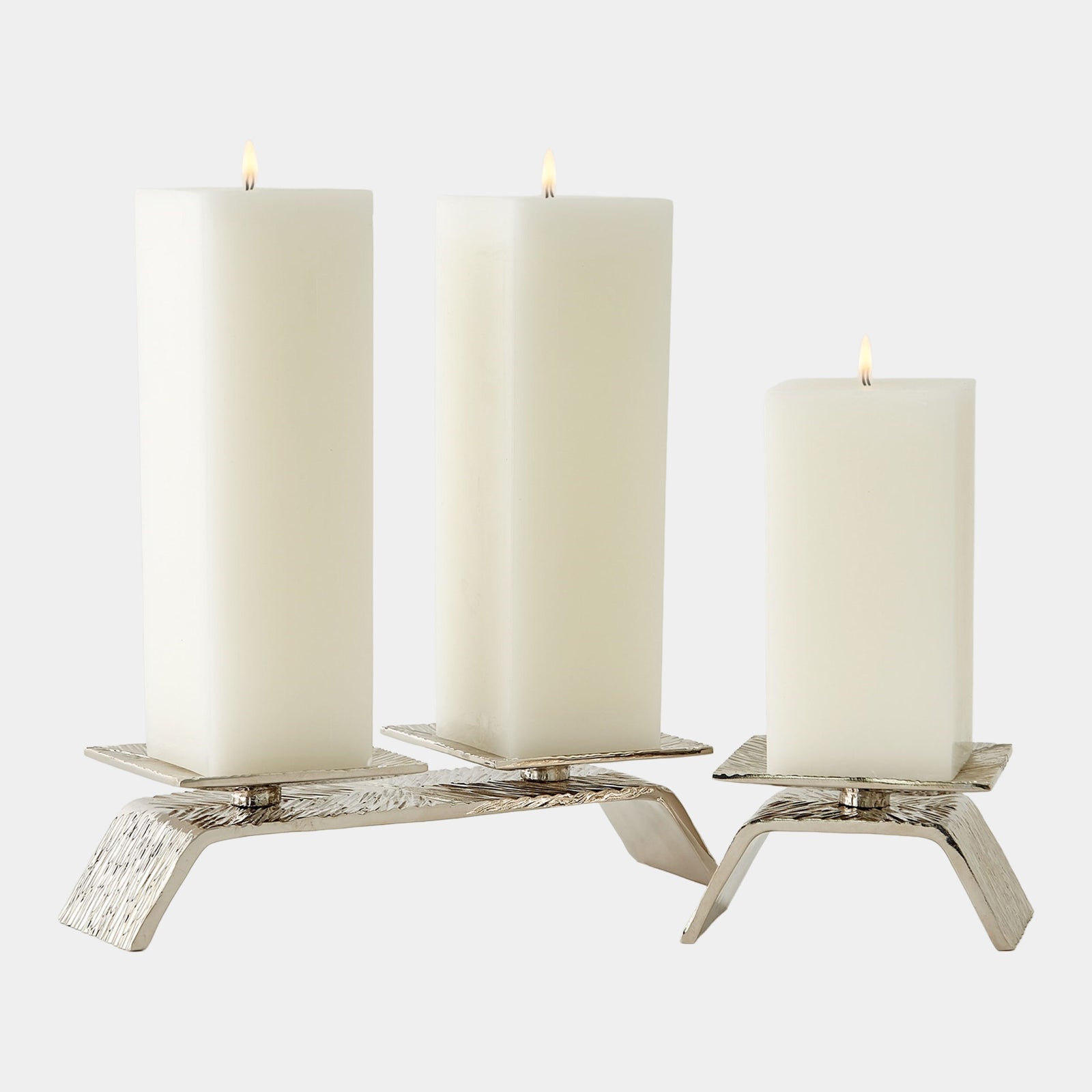 Double Torch Candleholder-Nickel
