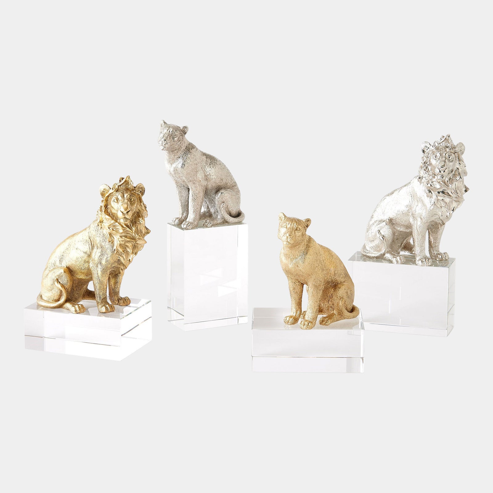 Lion Sculpture-Nickel/Crystal