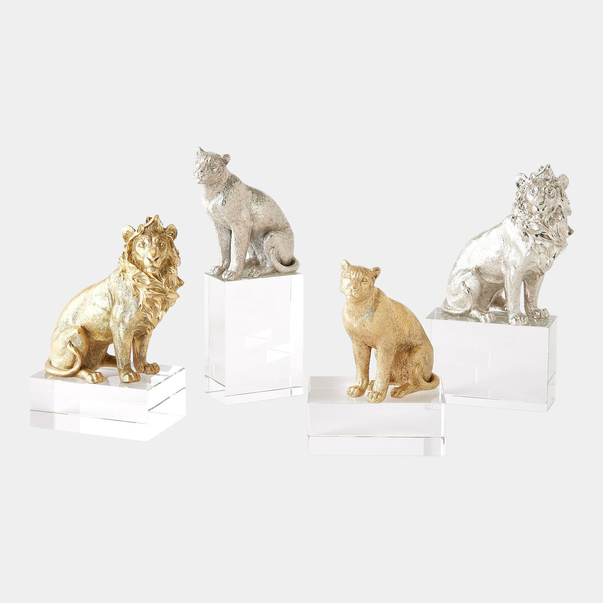 Lioness Sculpture-Nickel/Crystal