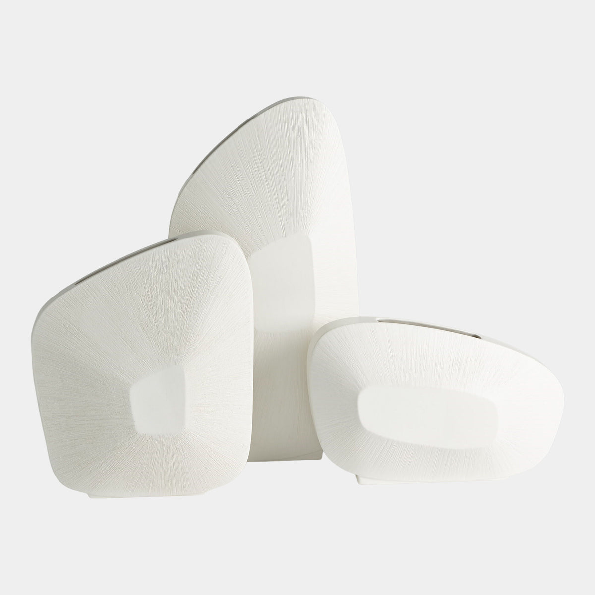 Offset Square Scratch Vase-Matte White-Tall