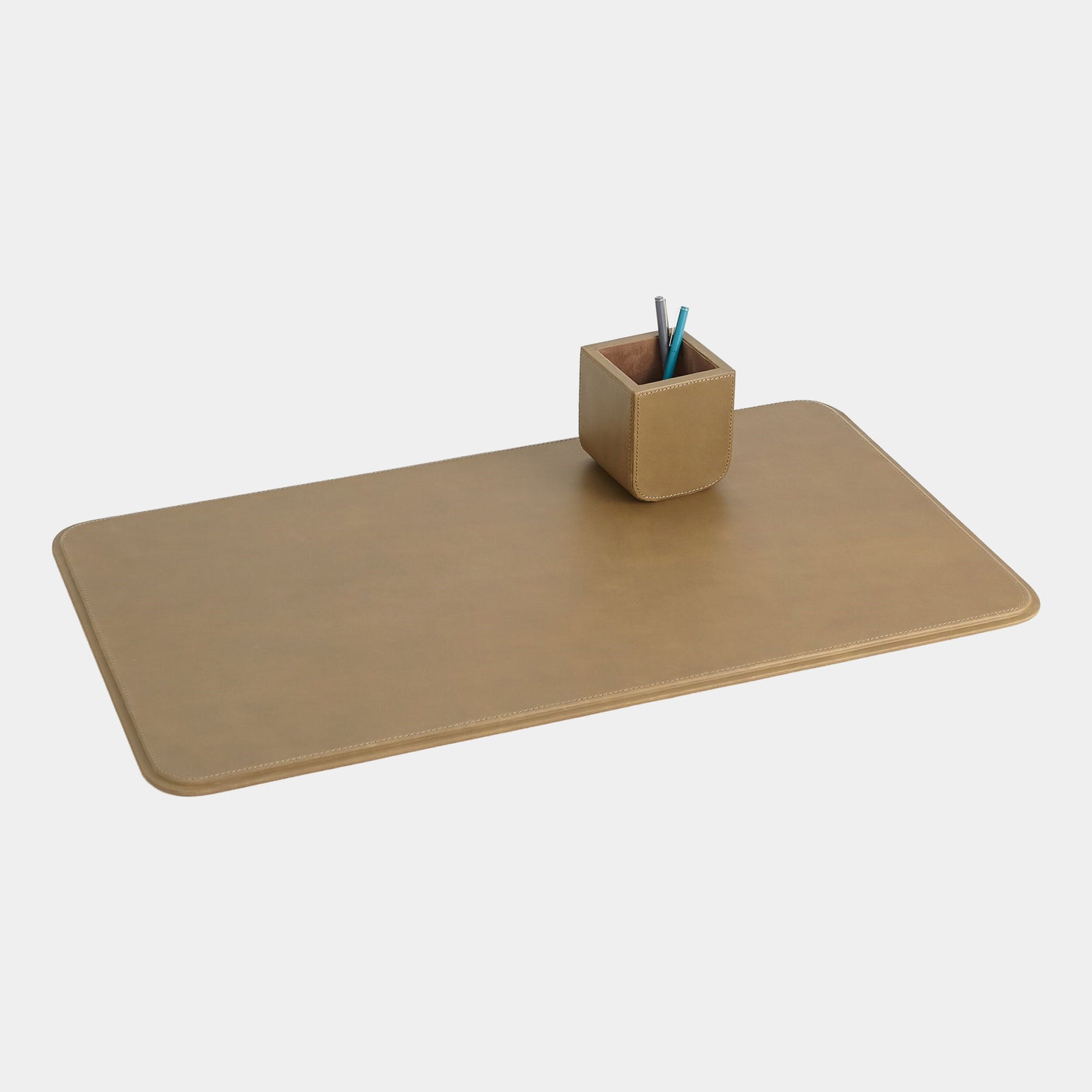 Radius Edge Leather Pencil Cup-Putty
