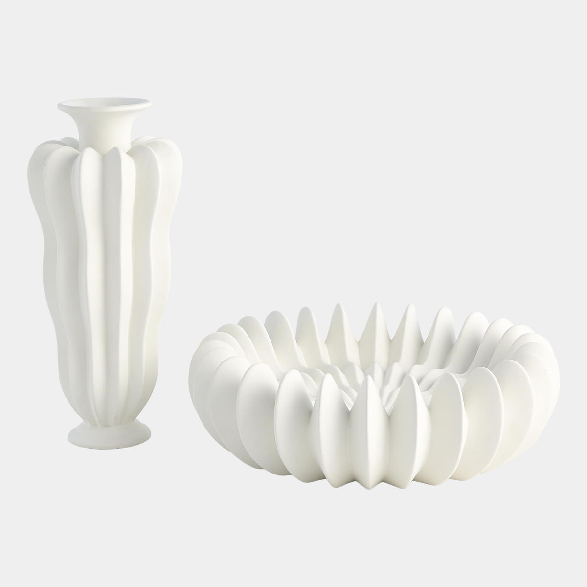 Spicchi Line Vase-Matte White