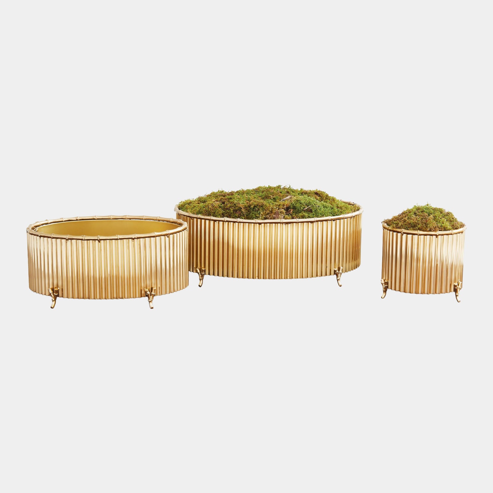 Kai Corrugated Bamboo Cachepot-Brass-Sm