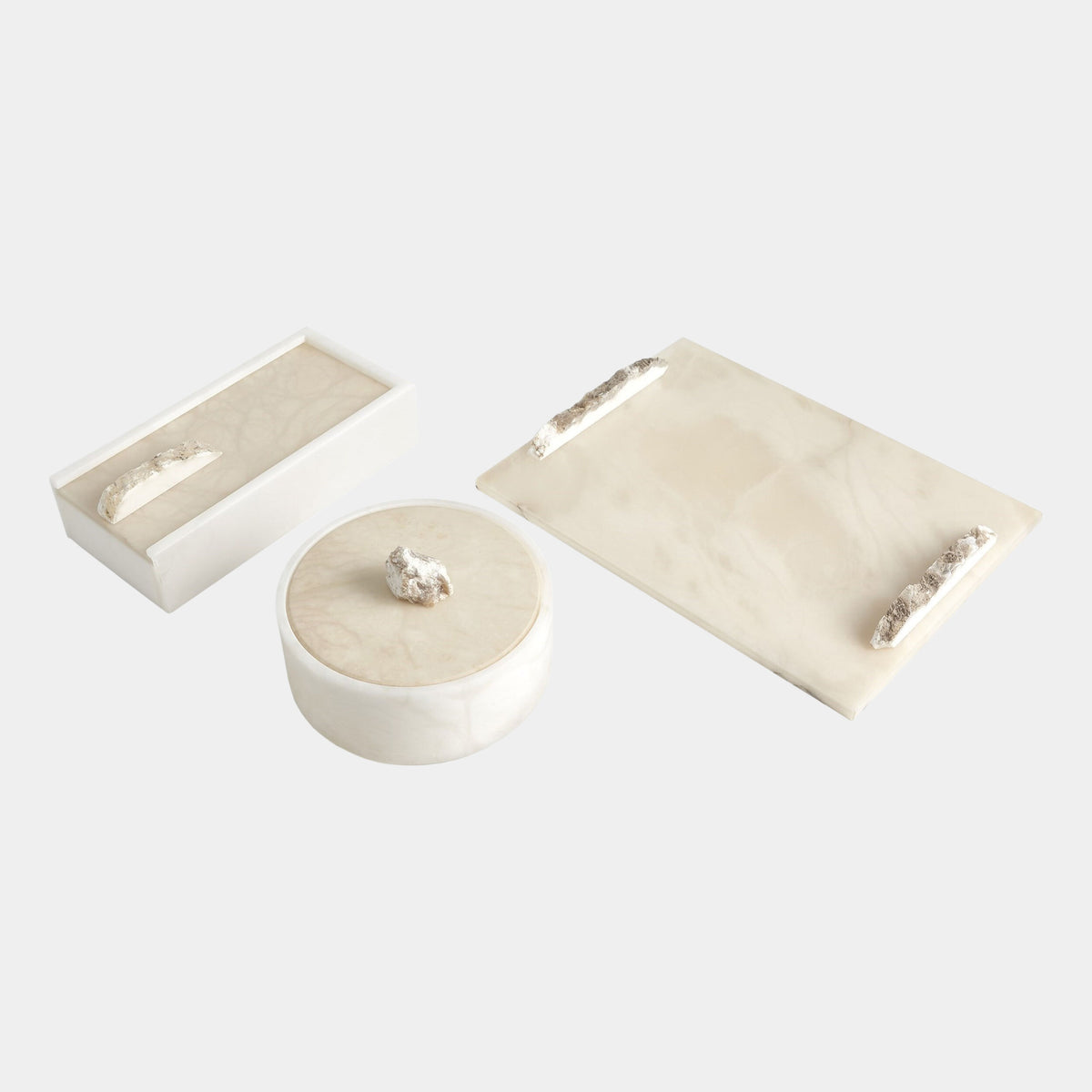 Roccia Alabaster Rectangle Tray w/Handles