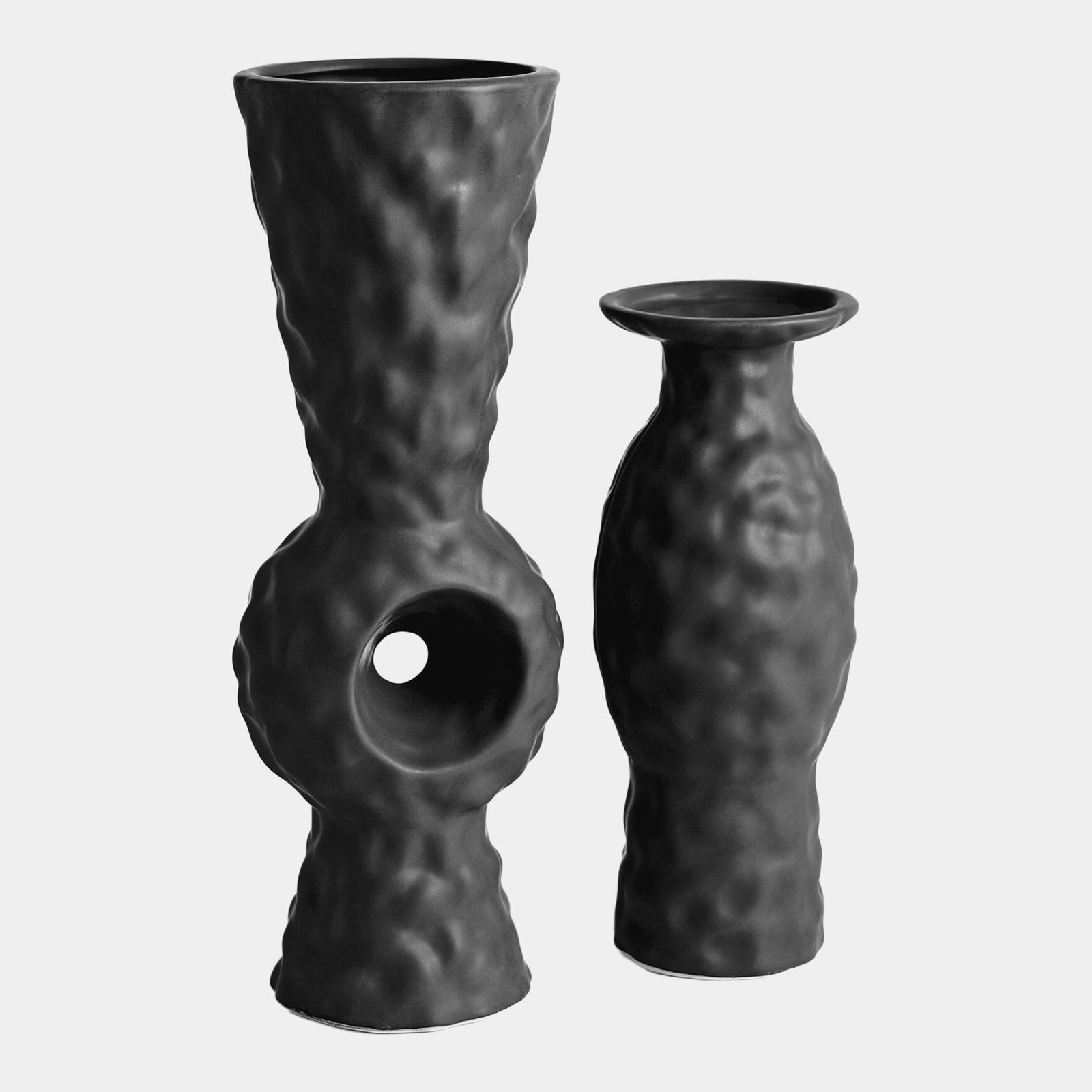 Volcanic Wide Lip Vase-Black Volcano