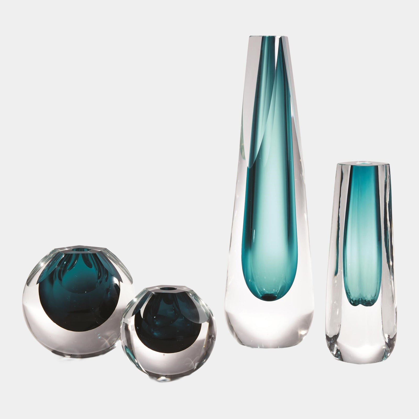 Pentagon Cut Glass Vase-Azure