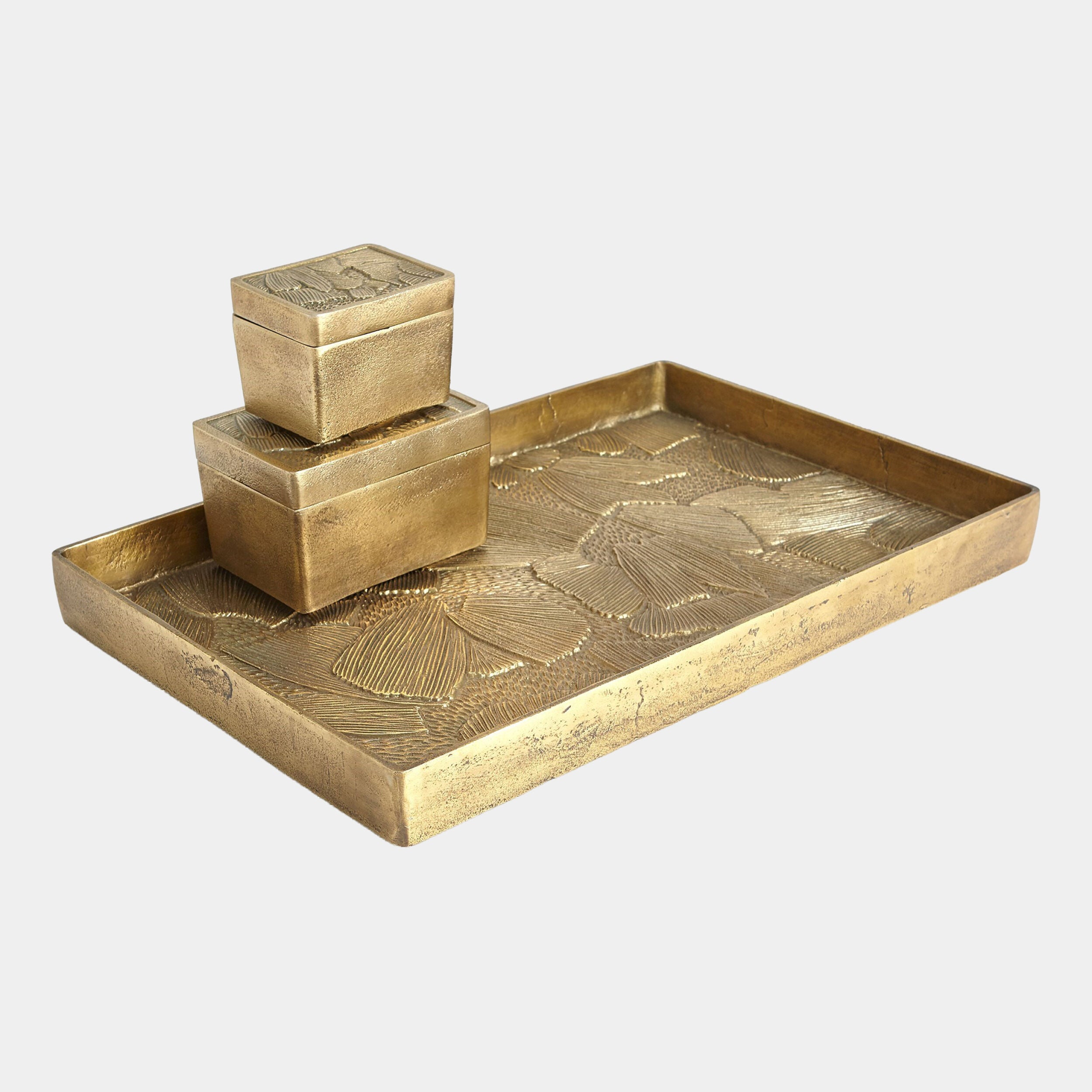 Flora Tray-Antique Brass
